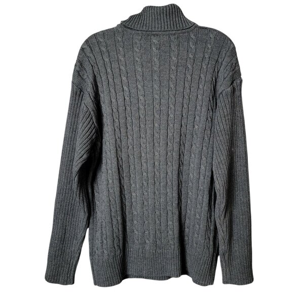 VTG Pure Playaz Mens Gray Y2K Hip Hop Spellout Cable Knit Turtleneck Sweater L - Picture 4 of 9